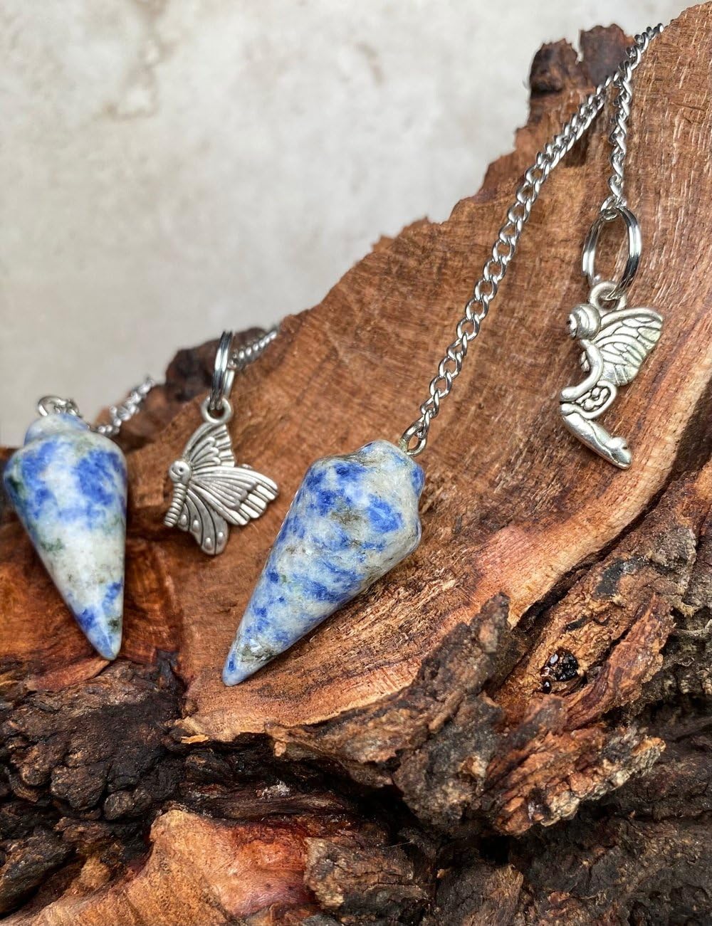 Natural Gemstone Smooth Conical Crystal Pendulum with Mystery Charm | Bag Charm