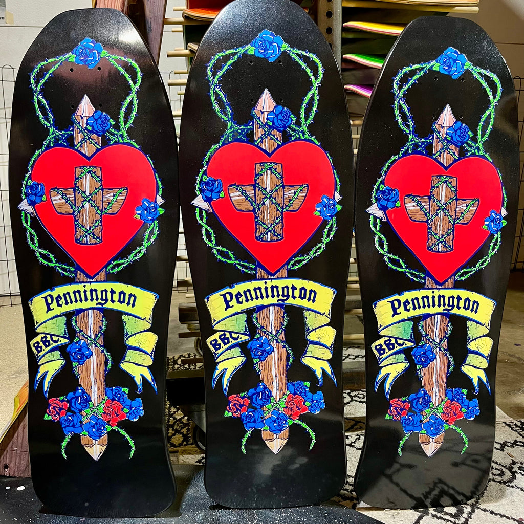 Bryan Pennington BBC GLOW-IN-DARK Crucifix HAND-PAINTED, LIMITED-EDITION Deck 10.3" x30.5" (1 of 10)
