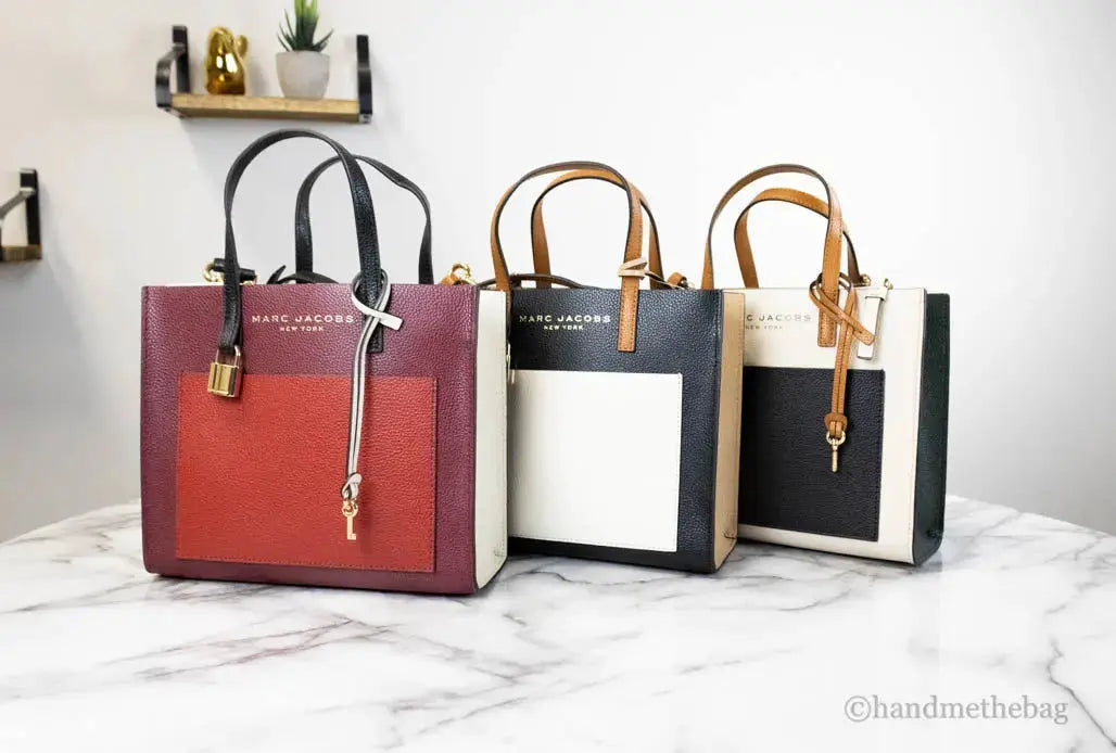 Marc Jacobs Grind Mini Leather Tote – Pomegranate Color block Crossbody Bag