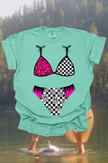 Checkered Flame Bikini Graphic Tee