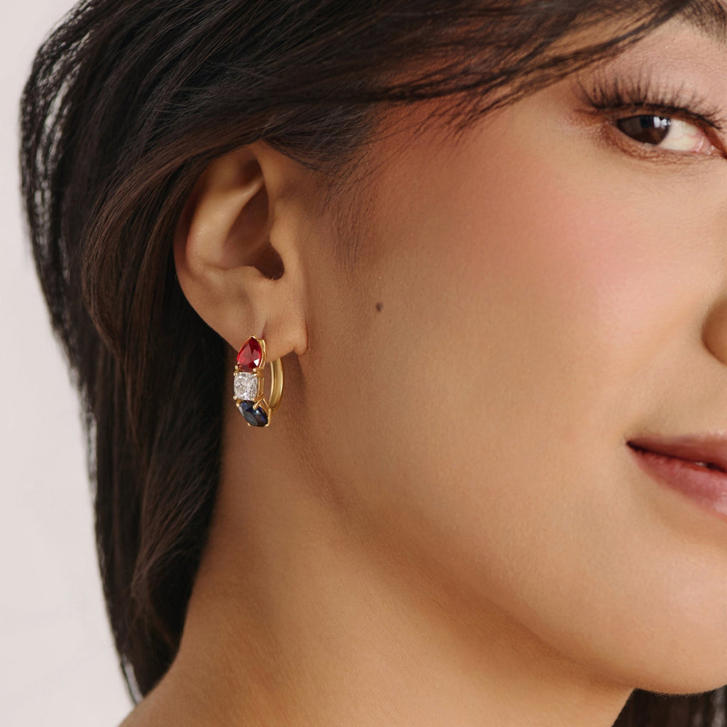 America250™ Signature Gemstone Hoop Earrings