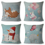 Cute Pillow Cover Cartoon Giraffe Fox Reindeer Animal Nordic Polyester Cotton Cushion Cover For Sofa Home Kids Room Decor Throw Pillow Cases Cartoon Animal Woodland Decorative Cotton Cushion Cover Home Baby Room Decor Standard Pillowcase
