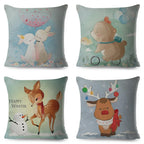 Cute Pillow Cover Cartoon Giraffe Fox Reindeer Animal Nordic Polyester Cotton Cushion Cover For Sofa Home Kids Room Decor Throw Pillow Cases Cartoon Animal Woodland Decorative Cotton Cushion Cover Home Baby Room Decor Standard Pillowcase