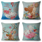 Cute Pillow Cover Cartoon Giraffe Fox Reindeer Animal Nordic Polyester Cotton Cushion Cover For Sofa Home Kids Room Decor Throw Pillow Cases Cartoon Animal Woodland Decorative Cotton Cushion Cover Home Baby Room Decor Standard Pillowcase