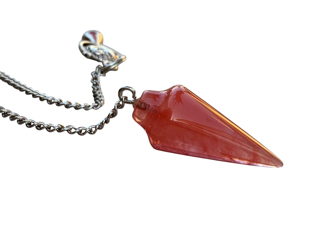 Cherry Quartz Pendulum with Mystery Charm | Bag Charm